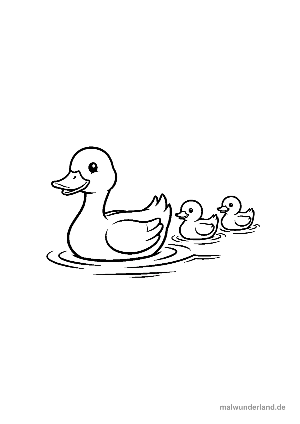 Ente mit Küken – Druckvorschau auf A4