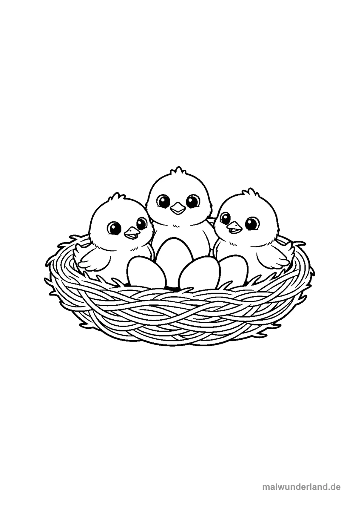 Küken im Nest – Druckvorschau auf A4