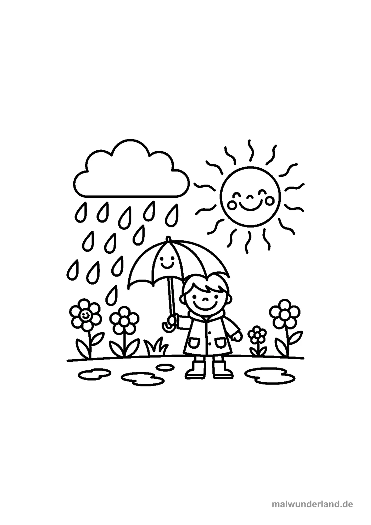 Regenschauer und Sonne – Druckvorschau auf A4