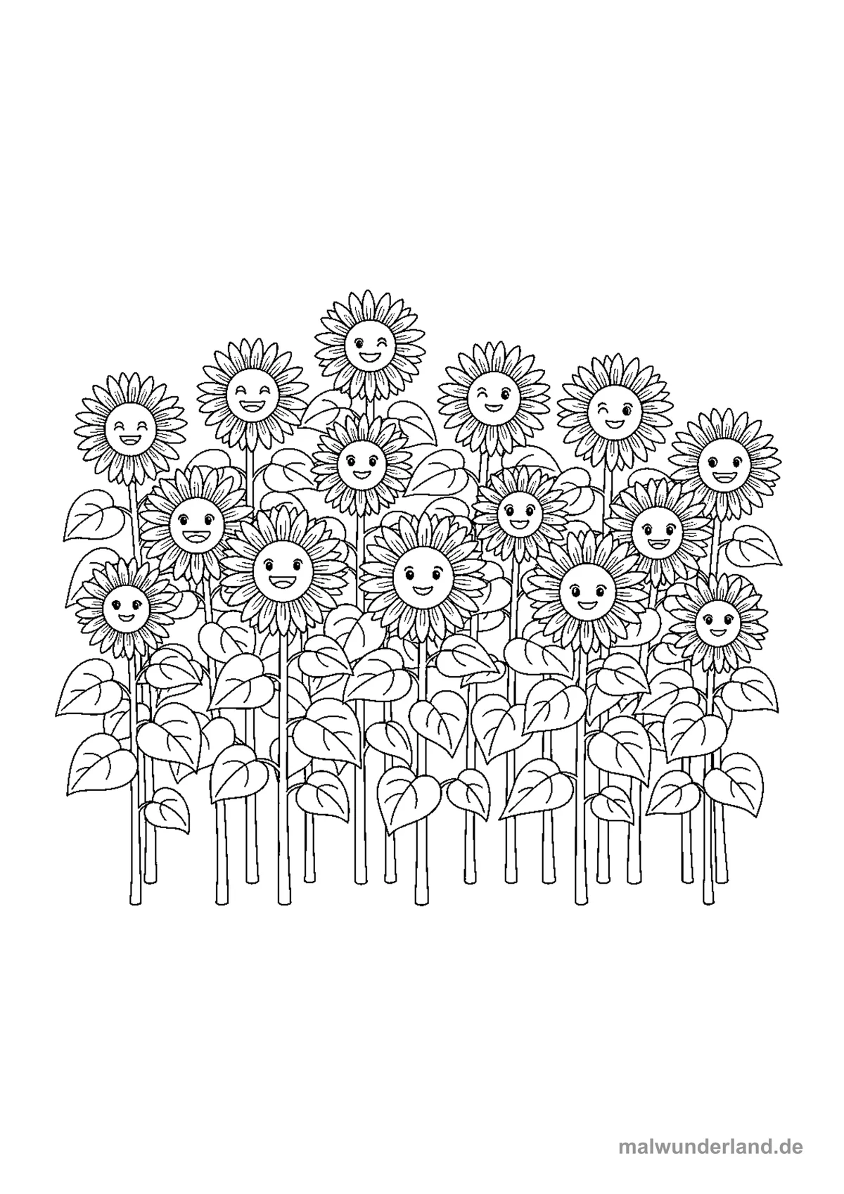 Sonnenblumenfeld – Druckvorschau auf A4