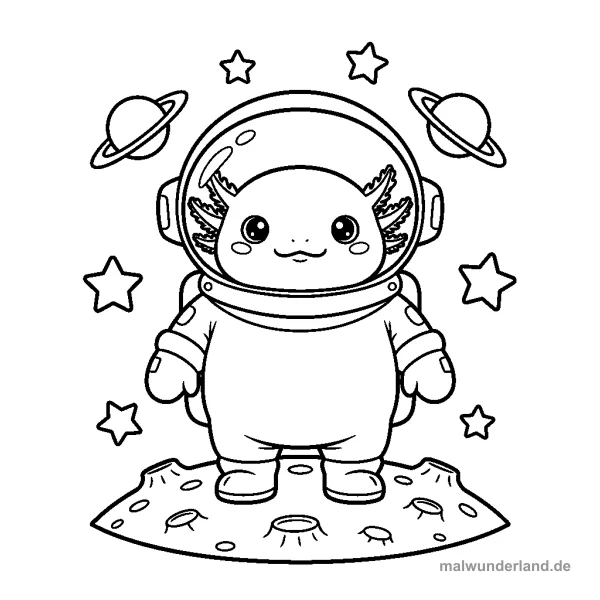 Axolotl Astronaut auf dem Mond