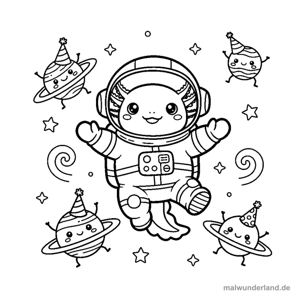 Tanzen mit den Planeten - Kostenloses Ausmalbild zum Ausdrucken