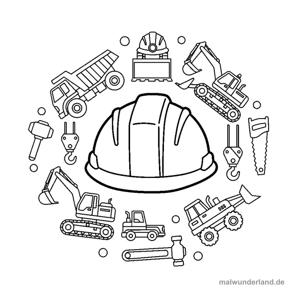 Der Bauhelm - Kostenloses Ausmalbild zum Ausdrucken
