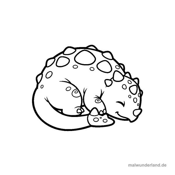 Ankylosaurus schläft - Kostenloses Ausmalbild zum Ausdrucken
