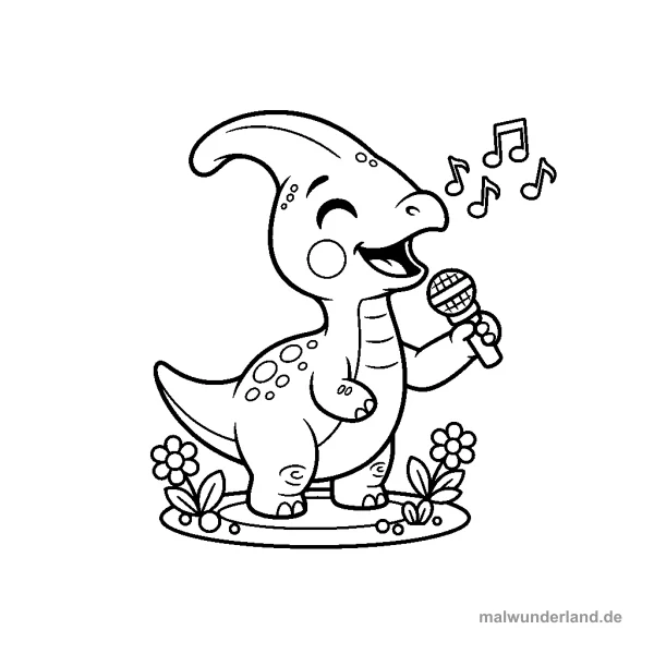 Parasaurolophus singt - Kostenloses Ausmalbild zum Ausdrucken