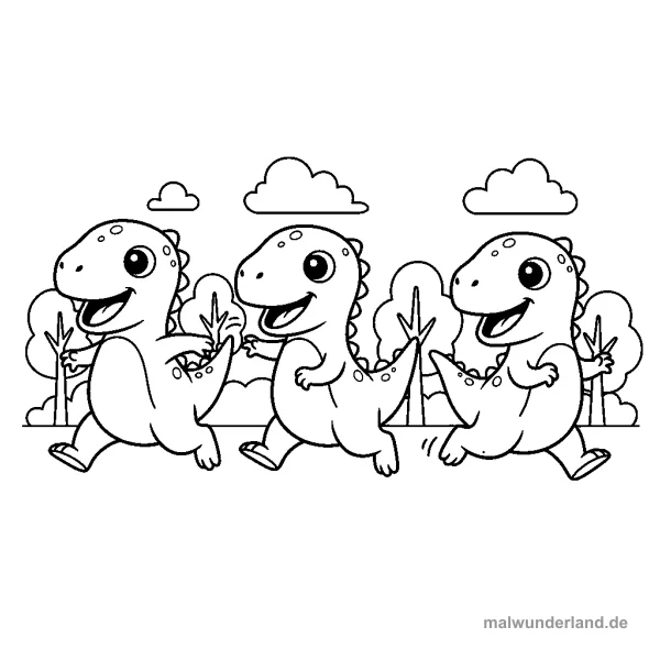 Velociraptor spielt Fangen - Kostenloses Ausmalbild zum Ausdrucken