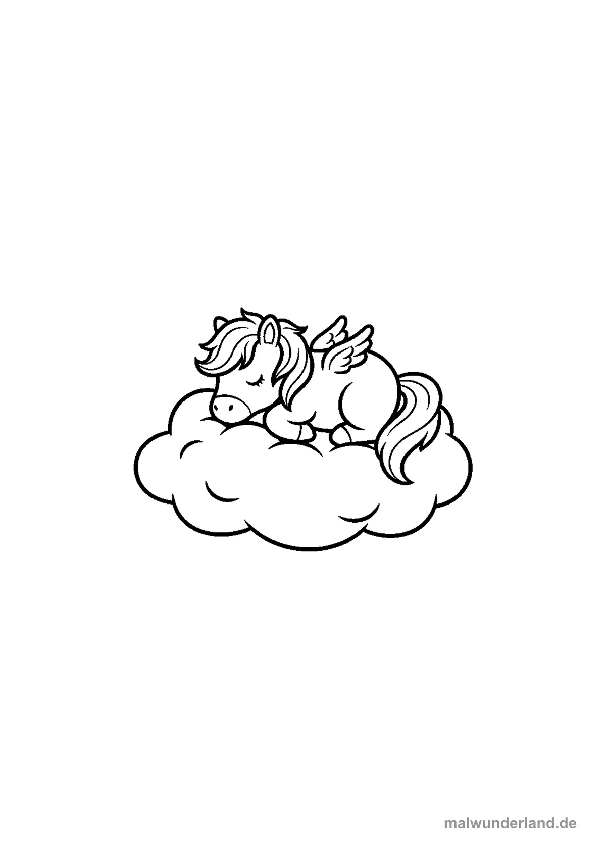 Pegasus auf einer Wolke – Druckvorschau auf A4