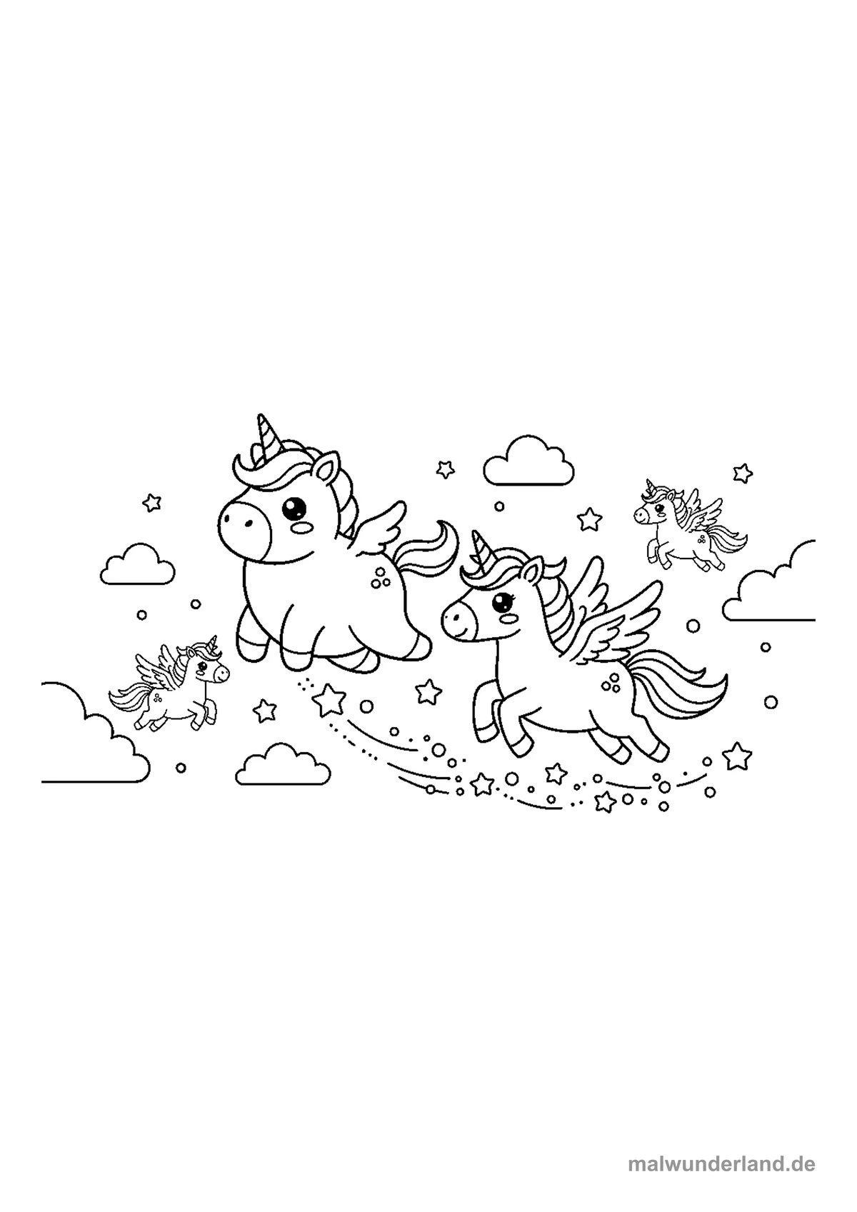 Pegasus mit Sternenstaub – Druckvorschau auf A4