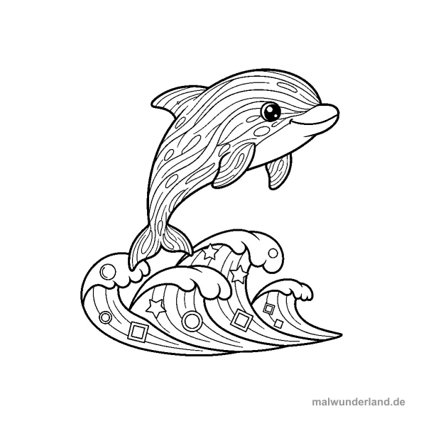 Wasser-Delphin - Kostenloses Ausmalbild zum Ausdrucken
