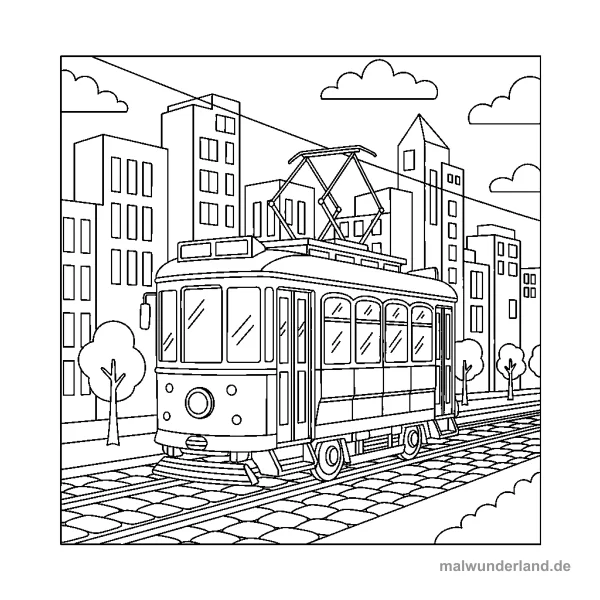Straßenbahn - Kostenloses Ausmalbild zum Ausdrucken