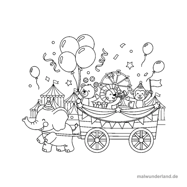 Karnevalswagen - Kostenloses Ausmalbild zum Ausdrucken
