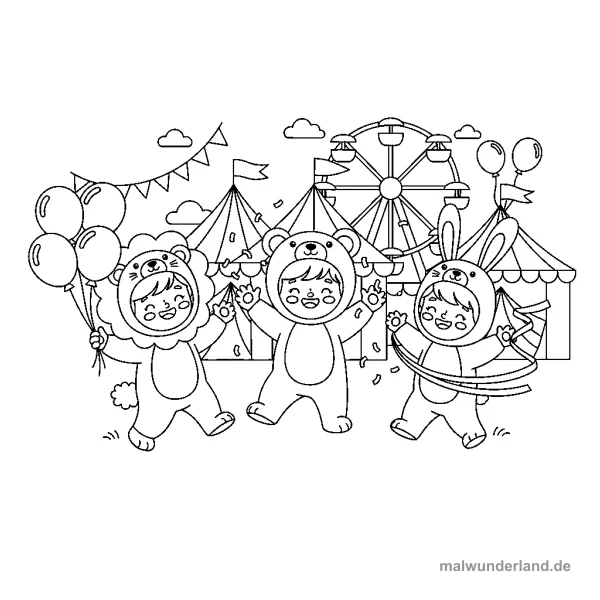 Tierkostüme - Kostenloses Ausmalbild zum Ausdrucken
