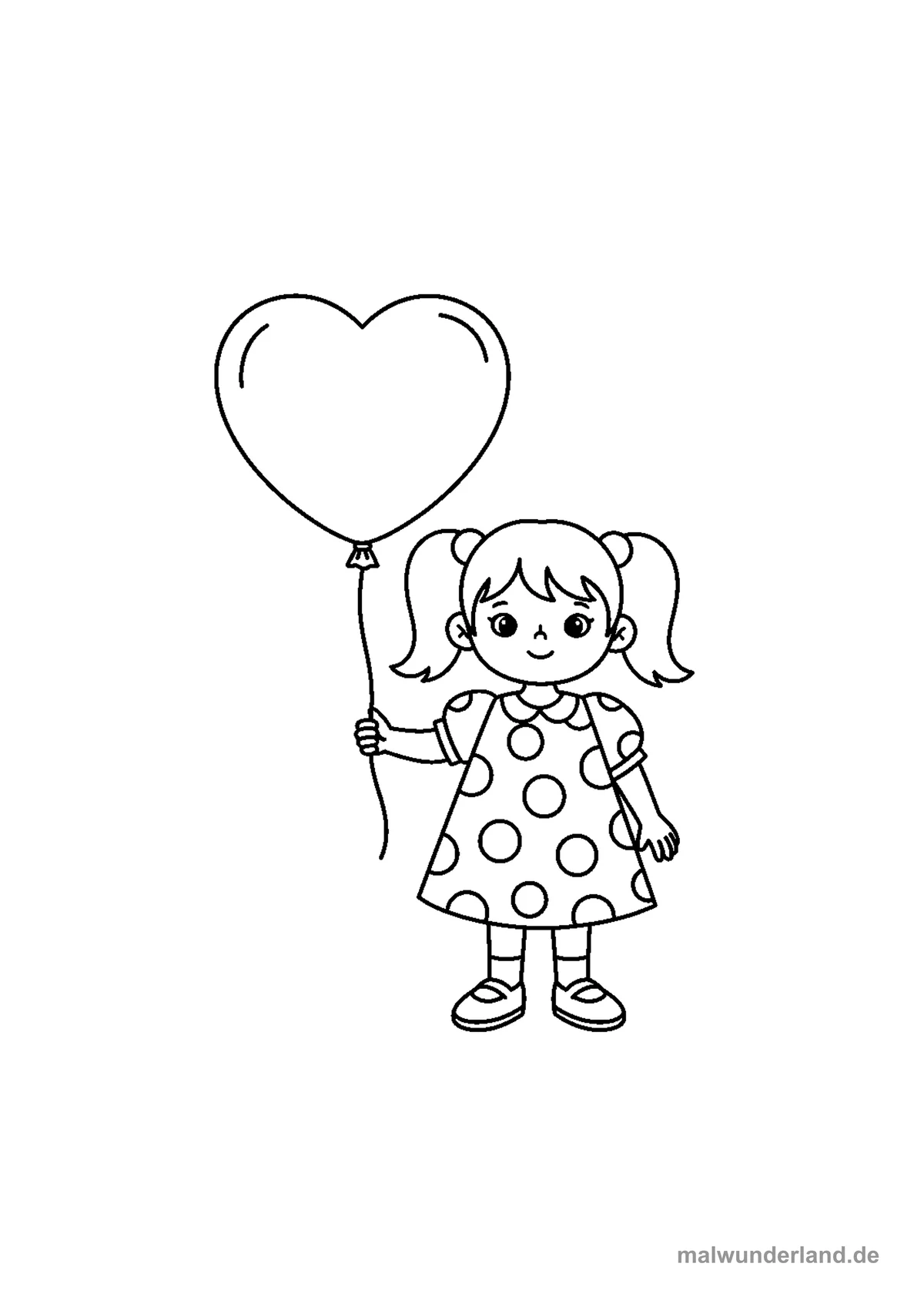 Mädchen mit Herzballon – Druckvorschau auf A4