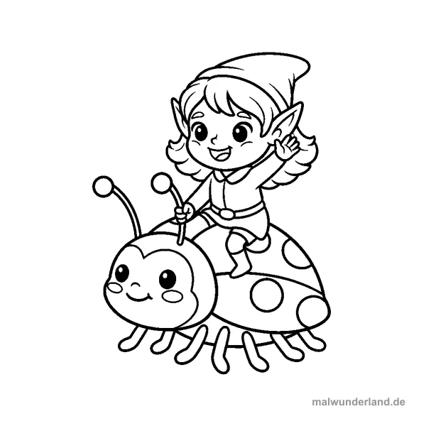 Der Elfenjunge auf dem Marienkäfer