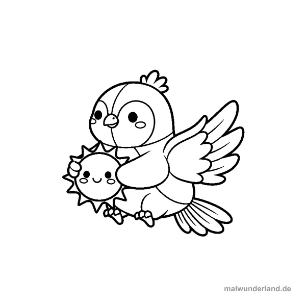 Feuervogel-Botschafter der Sonne - Kostenloses Ausmalbild zum Ausdrucken