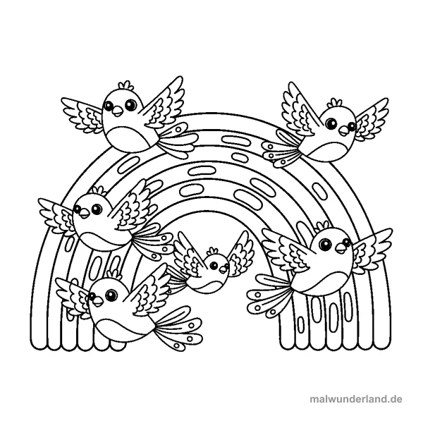 Feuervogel und der Regenbogen - Kostenloses Ausmalbild zum Ausdrucken