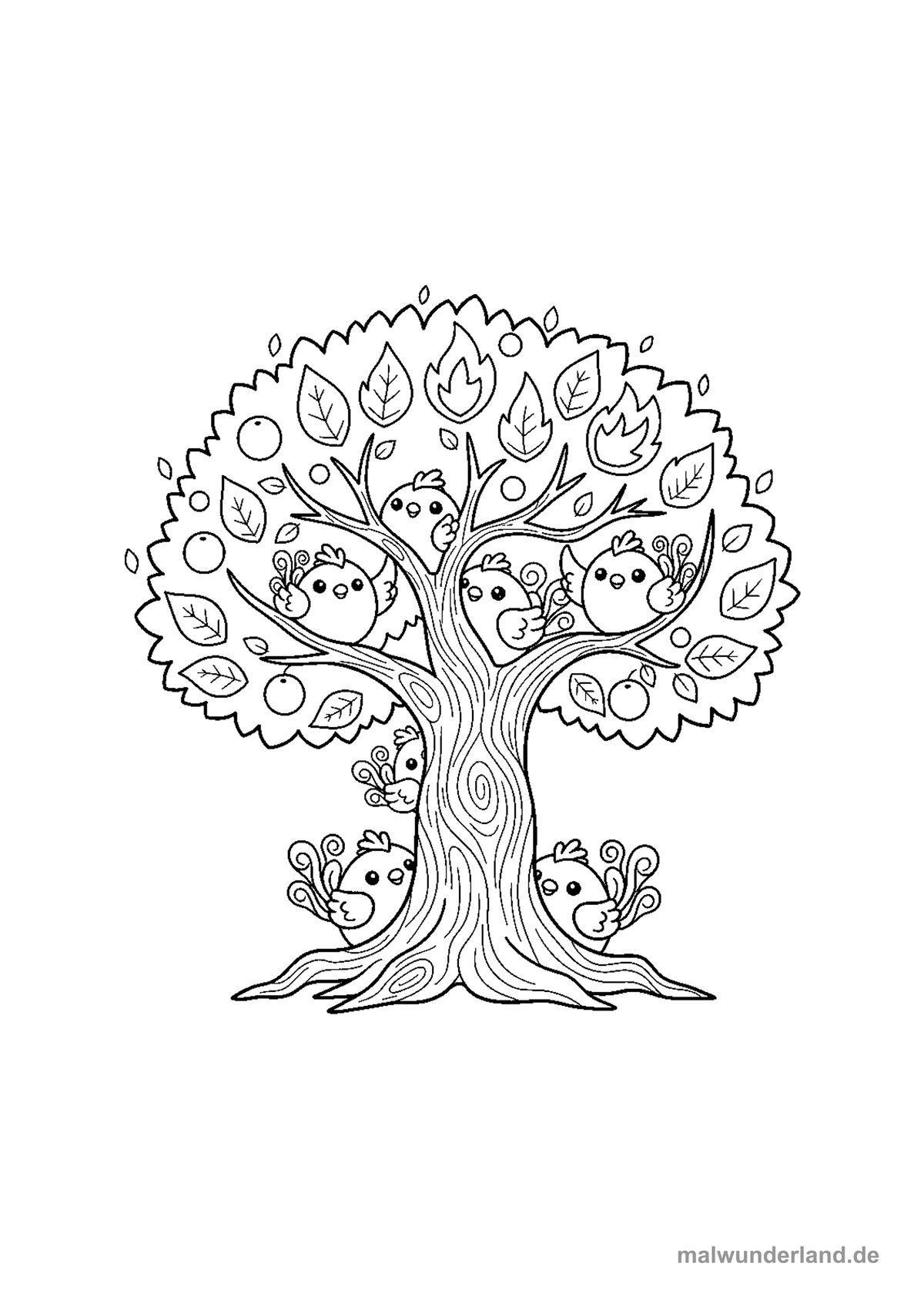 Phönix-Baum des Lebens – Druckvorschau auf A4