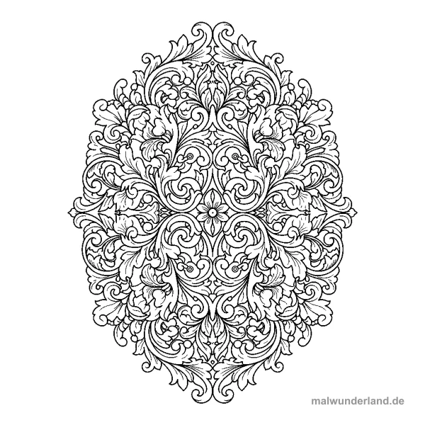 Barock-Floristik - Kostenloses Ausmalbild zum Ausdrucken