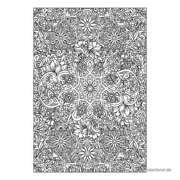 Geometrische Blüten - Kostenloses Ausmalbild zum Ausdrucken