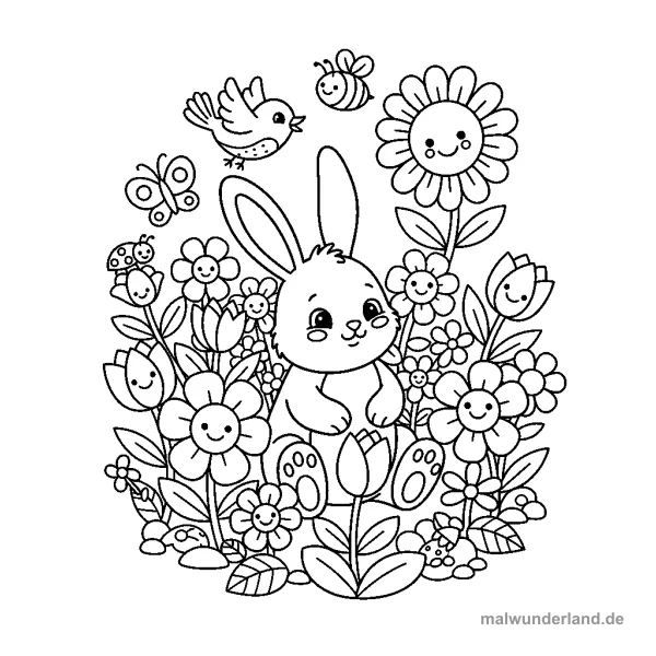 Häschen im Blumenbeet