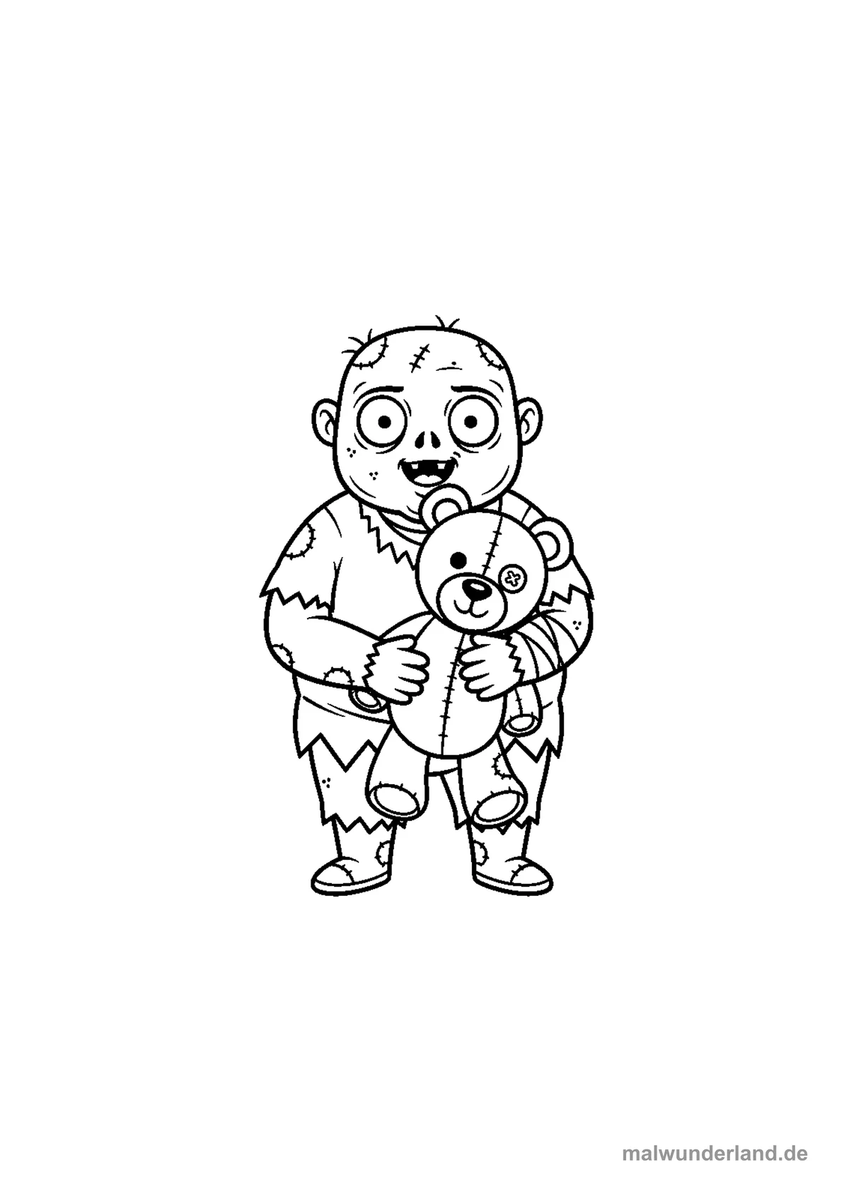 Zombie mit Teddybär – Druckvorschau auf A4