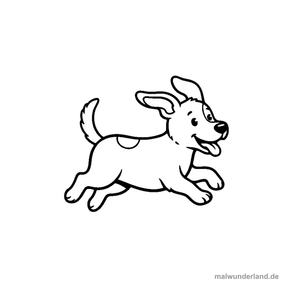 Hund rennt - Kostenloses Ausmalbild zum Ausdrucken