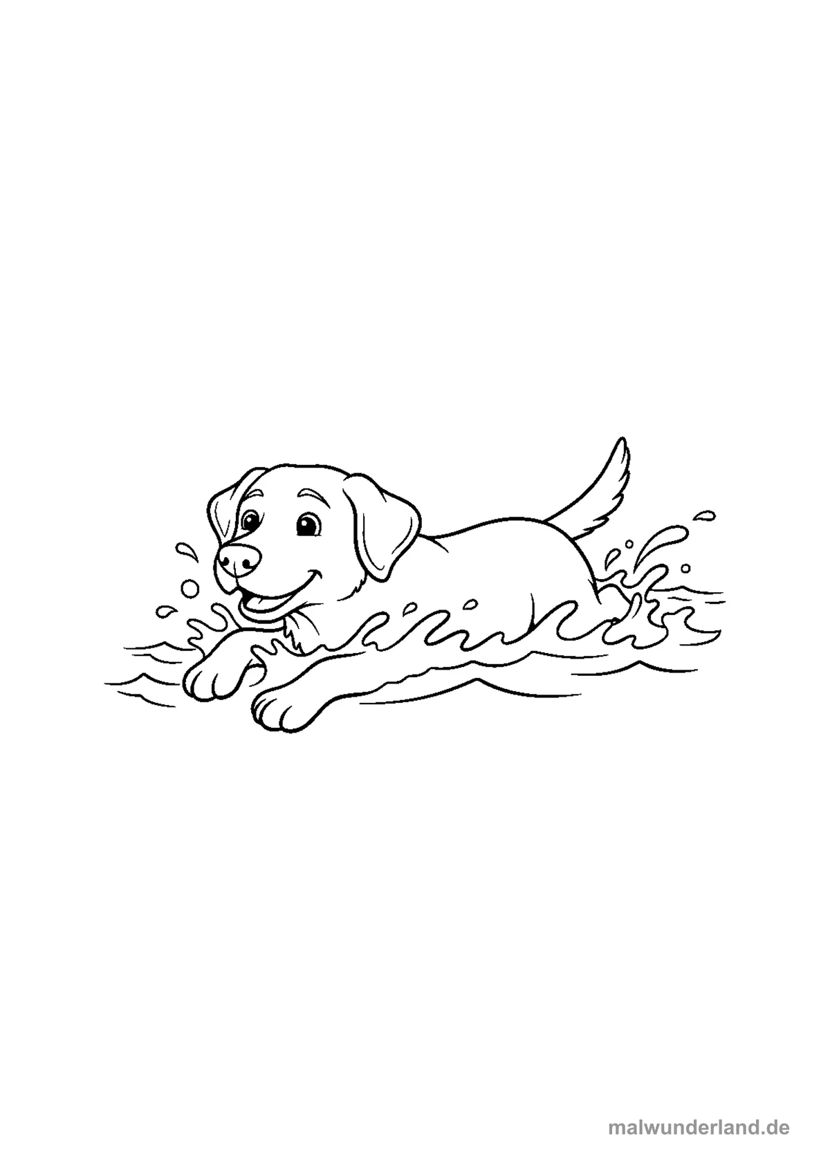 Labrador schwimmt – Druckvorschau auf A4