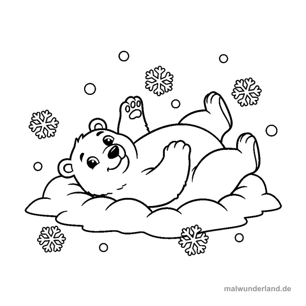 Eisbär im Schnee - Kostenloses Ausmalbild zum Ausdrucken