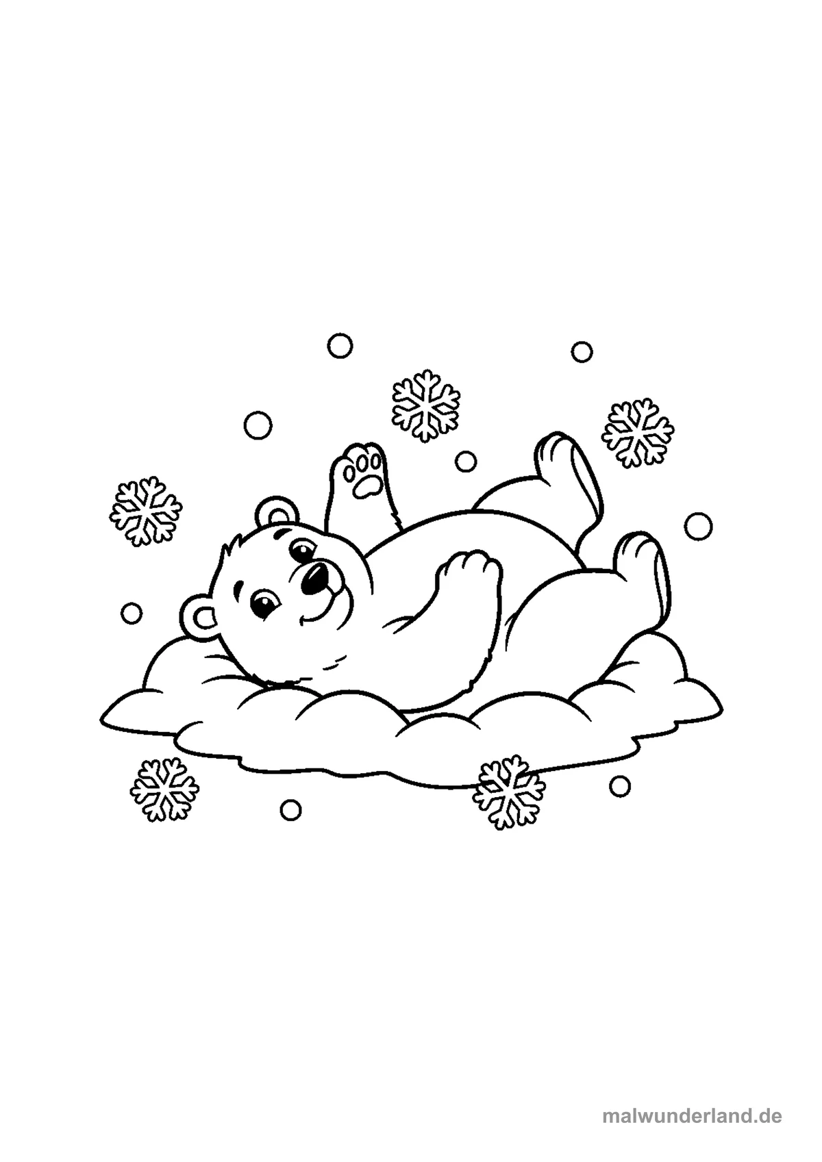 Eisbär im Schnee – Druckvorschau auf A4