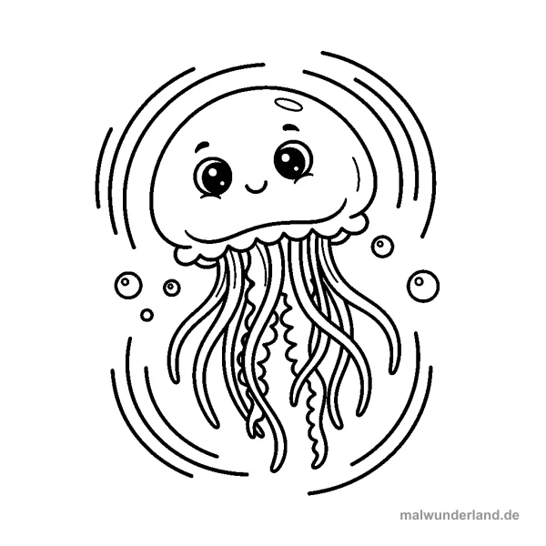 Quallen im Wasser - Kostenloses Ausmalbild zum Ausdrucken