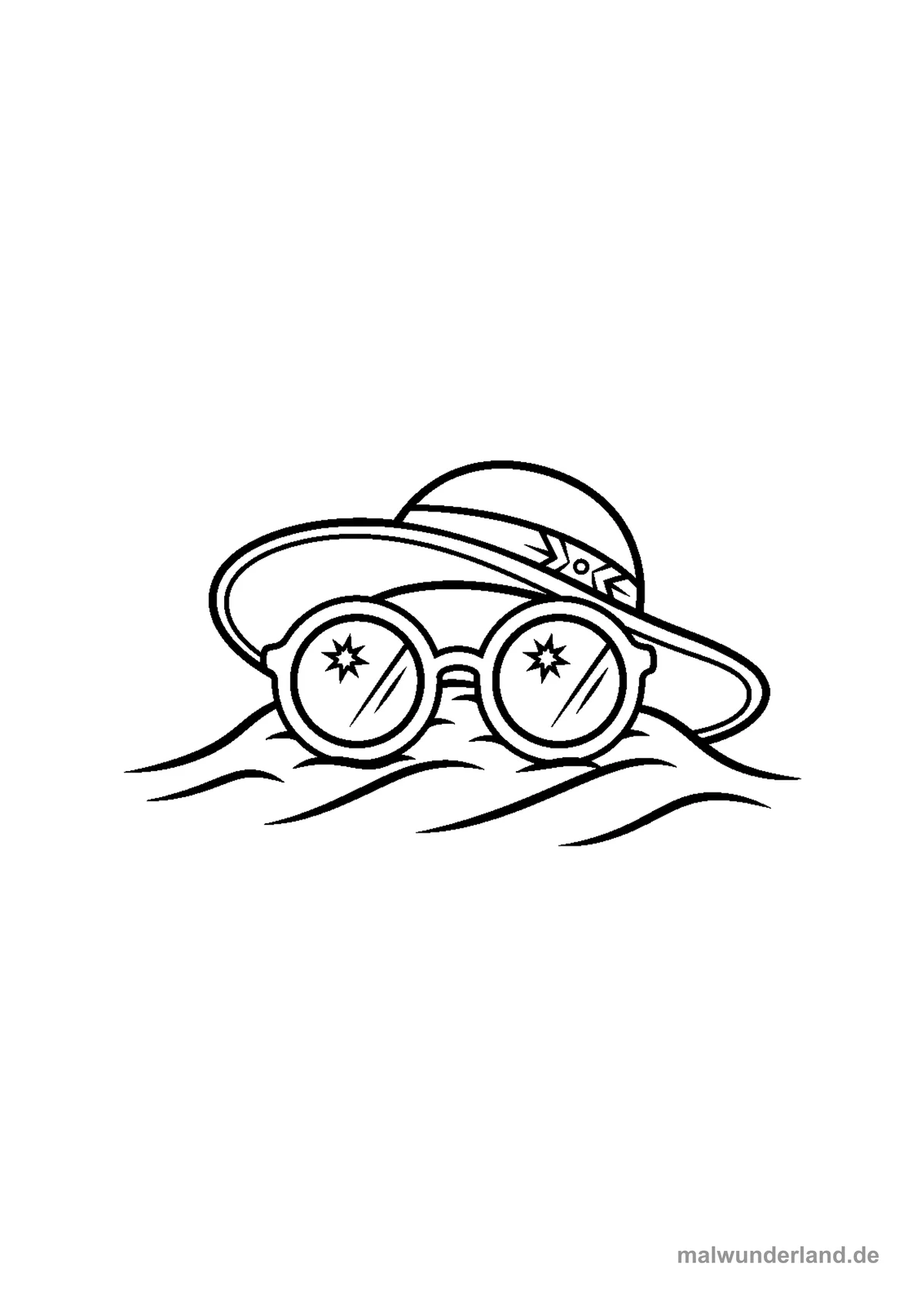Sonnenbrille und Hut – Druckvorschau auf A4