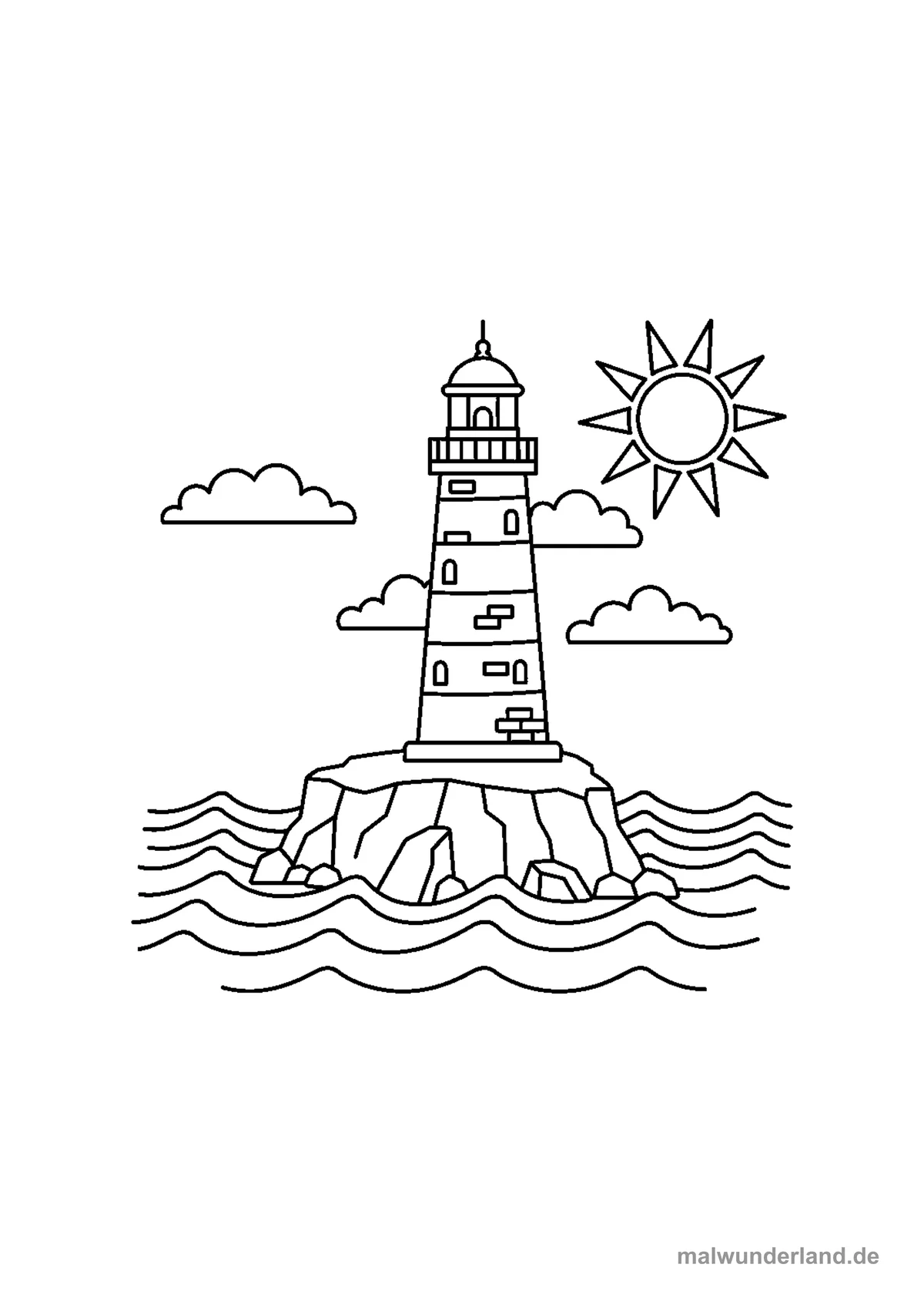 Leuchtturm am Meer – Druckvorschau auf A4