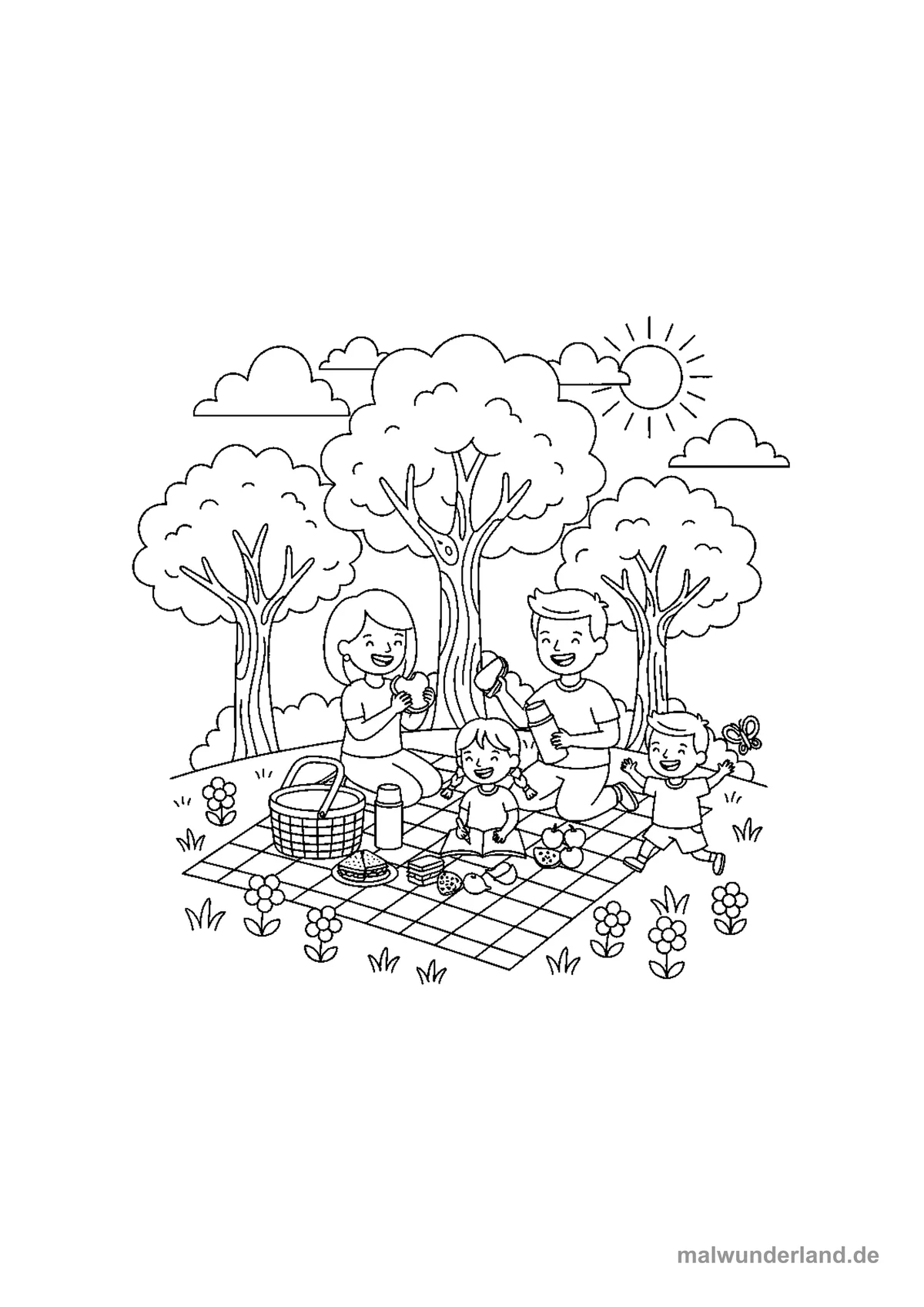Picknick im Park – Druckvorschau auf A4