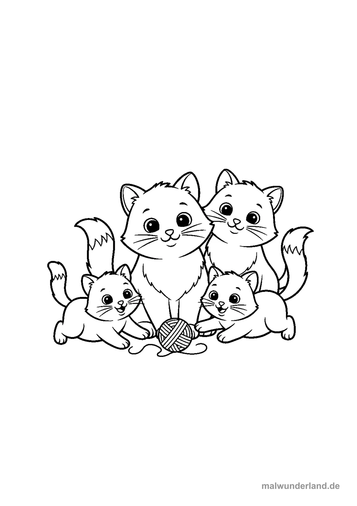 Familie von Katzen – Druckvorschau auf A4