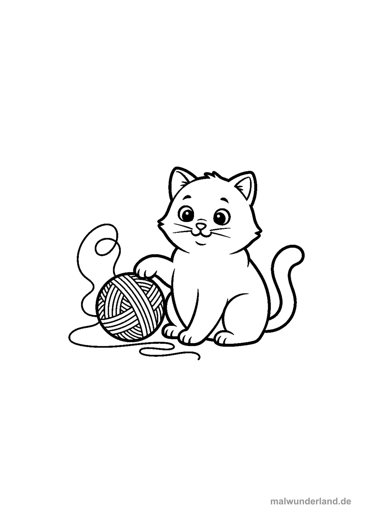 Katze mit Wollknäuel – Druckvorschau auf A4