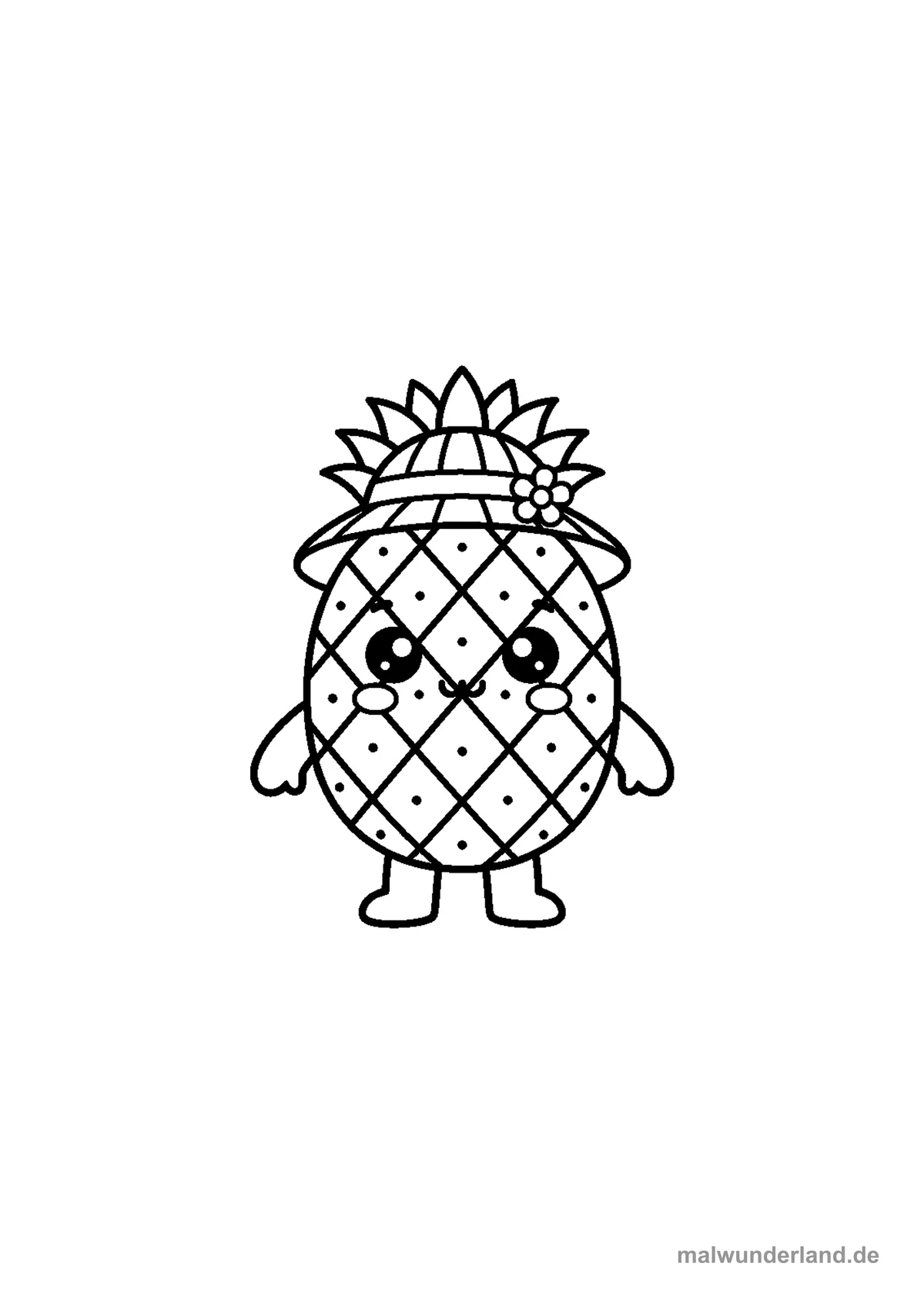 Ananas mit Hut – Druckvorschau auf A4