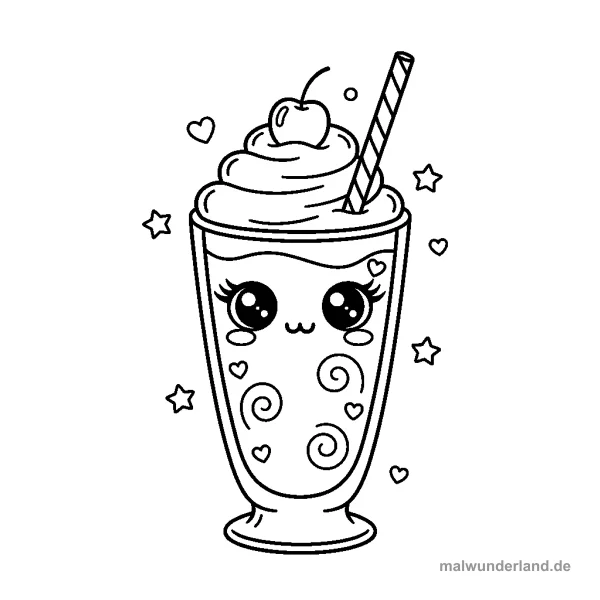 Milchshake mit Wimpern - Kostenloses Ausmalbild zum Ausdrucken