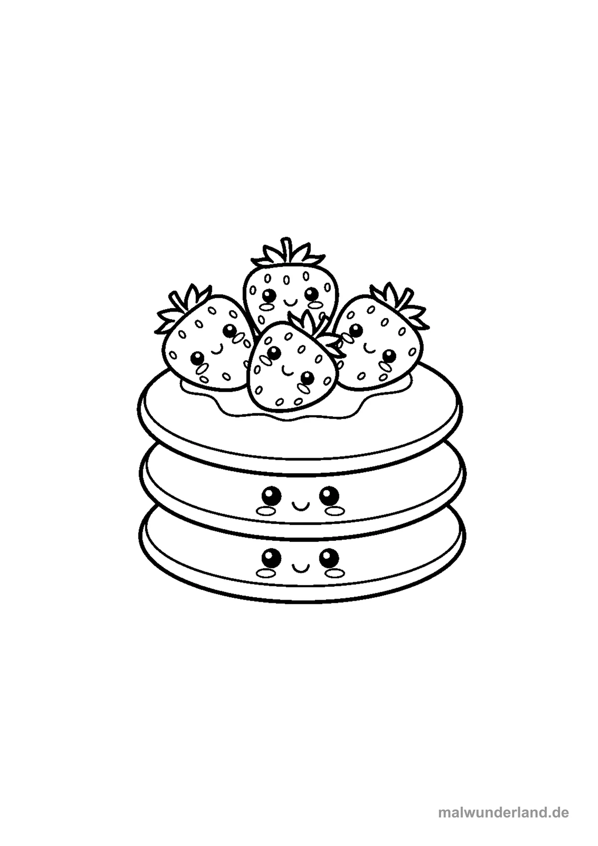 Pfannkuchen Stapel mit Erdbeeren – Druckvorschau auf A4