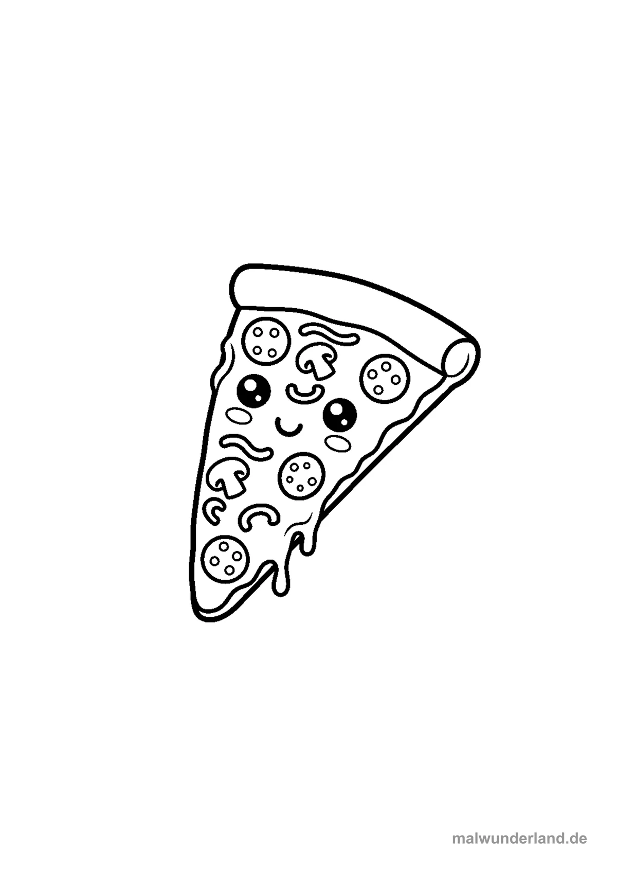 Pizza mit lachendem Gesicht – Druckvorschau auf A4