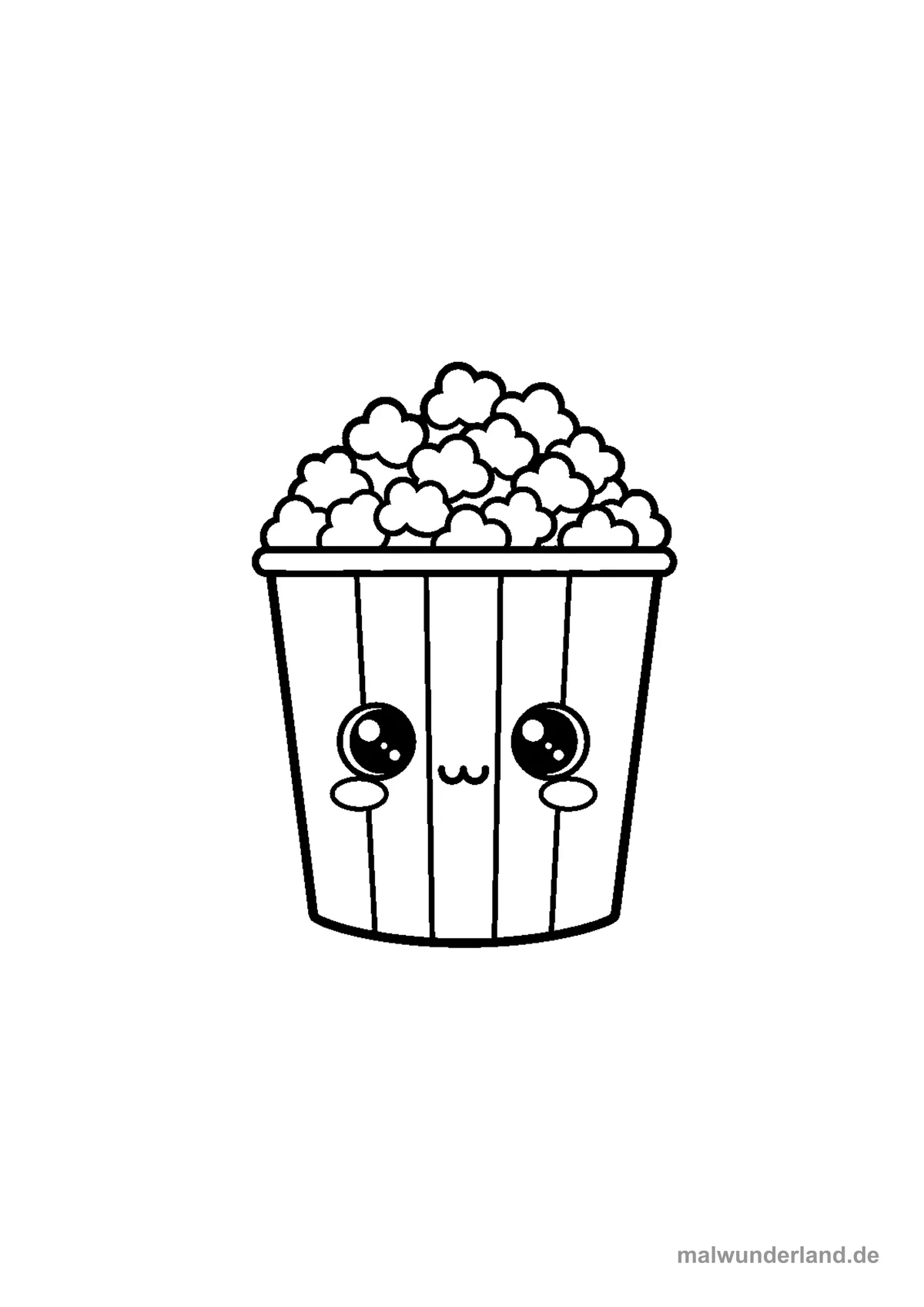 Popcorn Eimer mit Augen – Druckvorschau auf A4