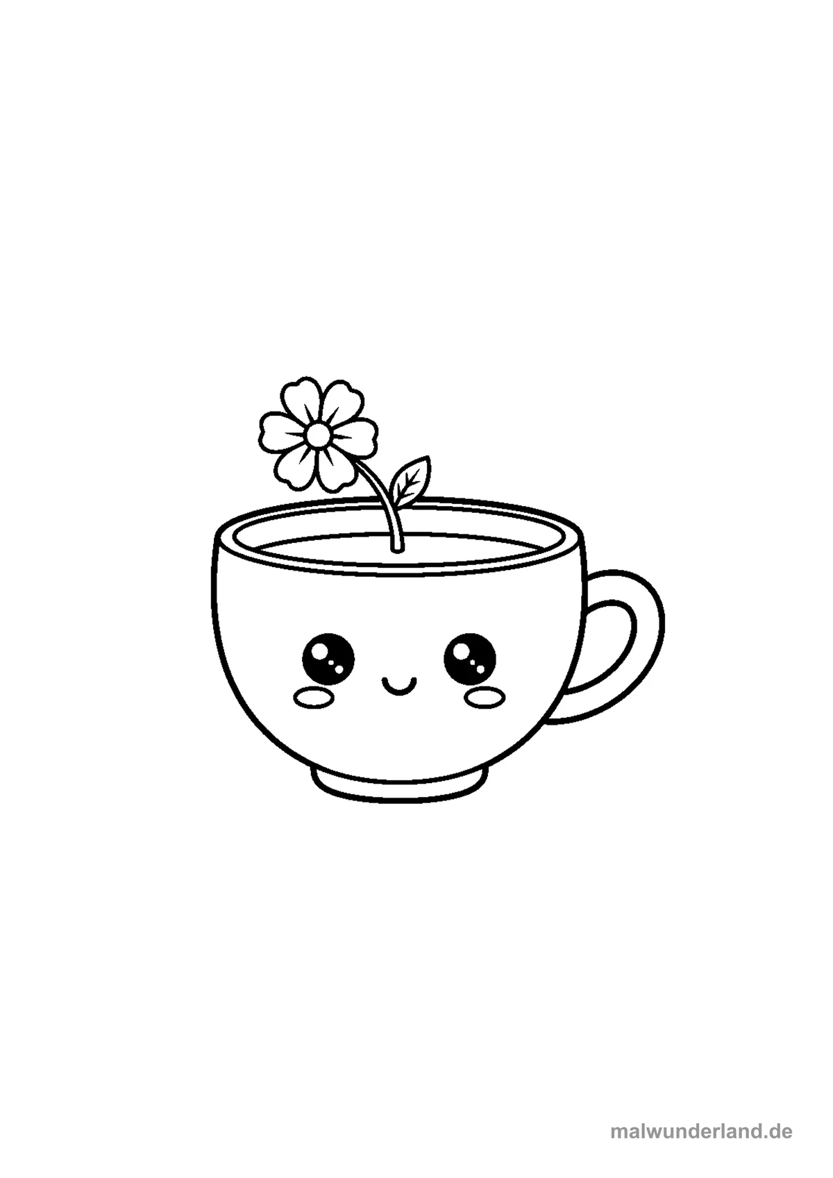 Tasse Tee mit Blume – Druckvorschau auf A4
