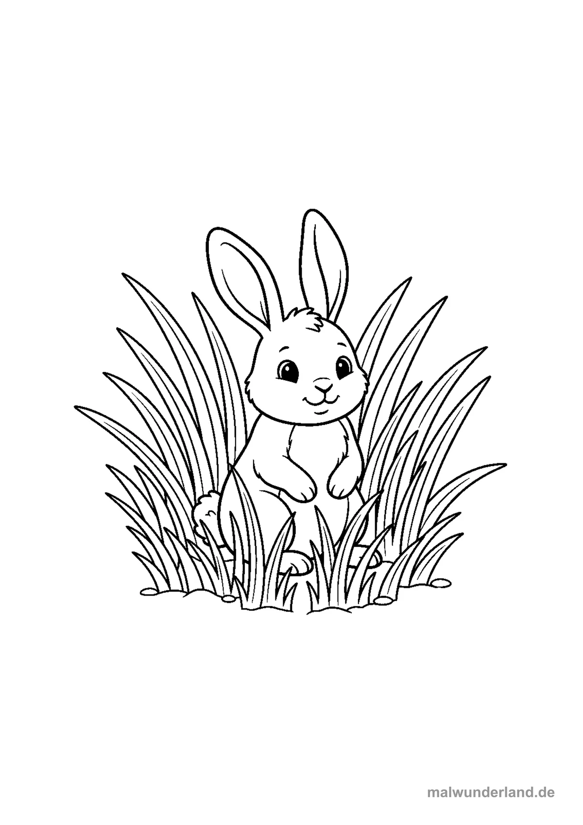 Hase im Gras – Druckvorschau auf A4