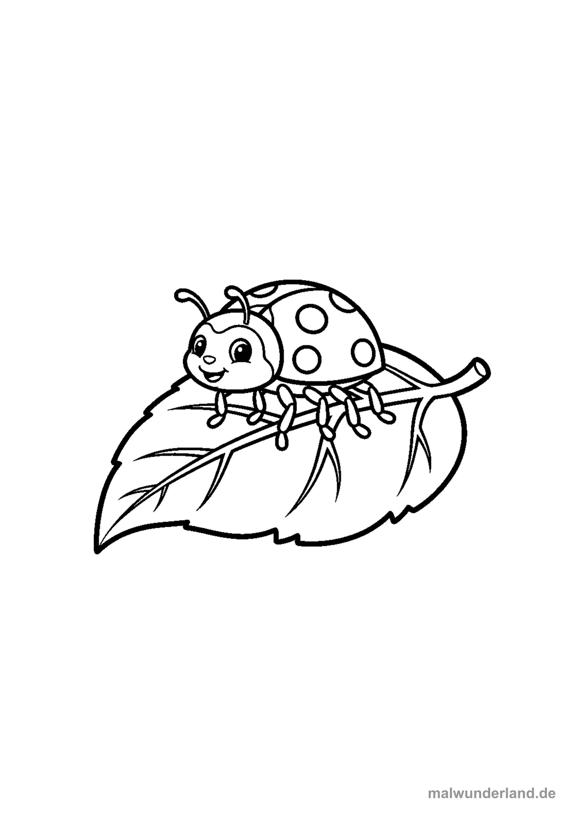 Marienkäfer auf Blatt – Druckvorschau auf A4