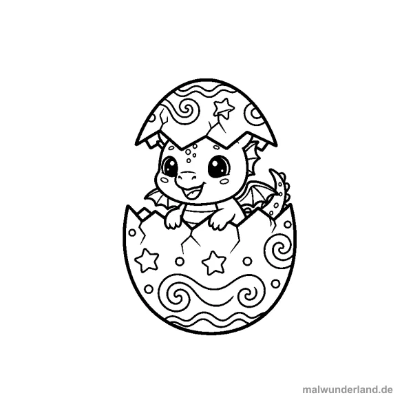 Drachen-Schlupf - Kostenloses Ausmalbild zum Ausdrucken