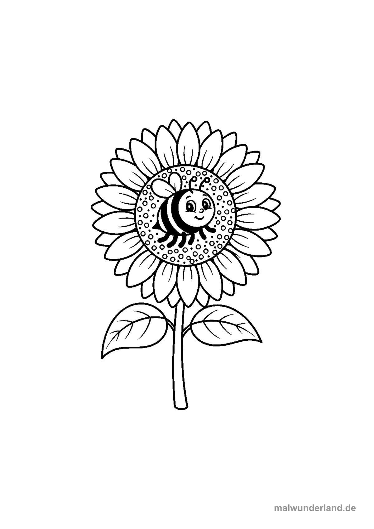 Biene auf Sonnenblume – Druckvorschau auf A4