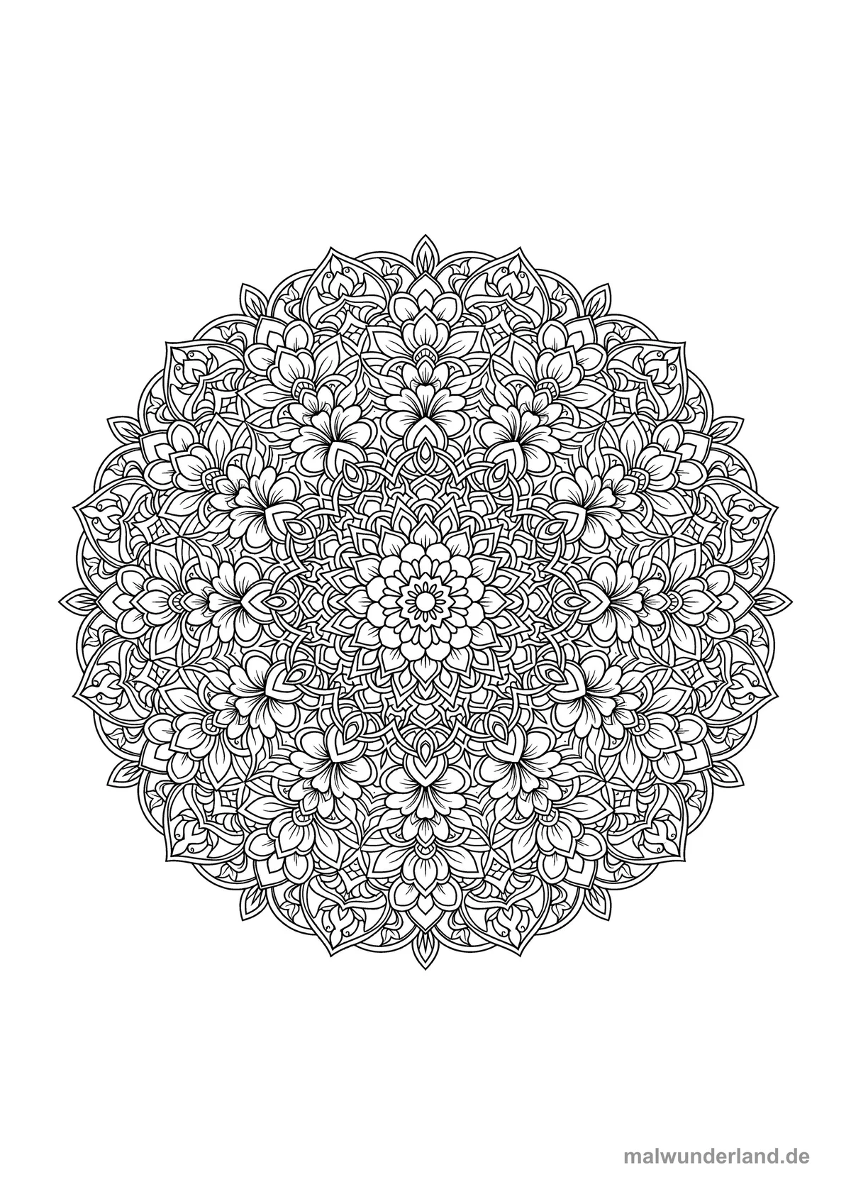 Blumen-Mandala – Druckvorschau auf A4