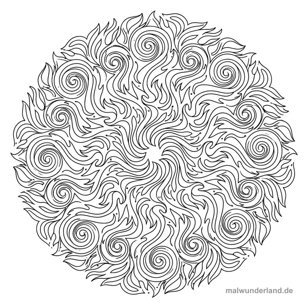 Feuer-Mandala - Kostenloses Ausmalbild zum Ausdrucken