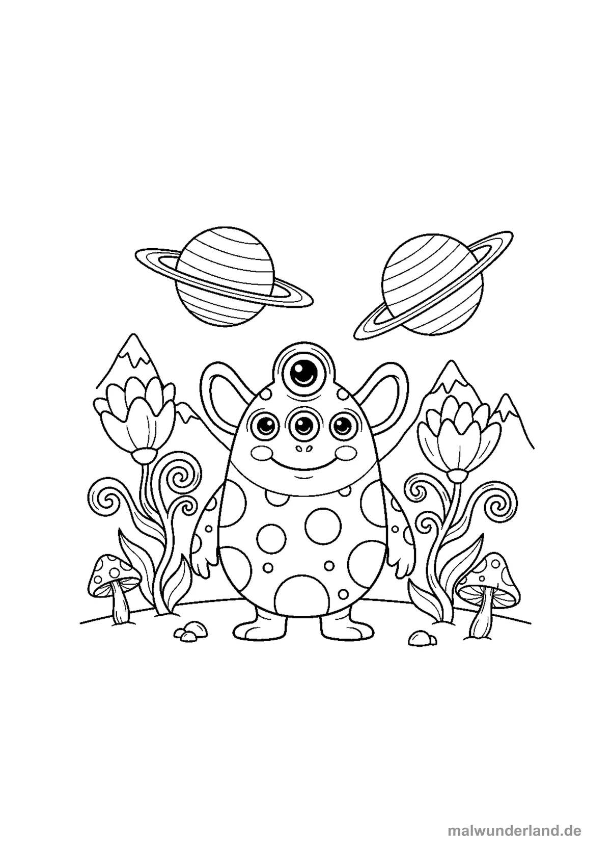 Alien-Planet – Druckvorschau auf A4