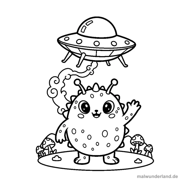 Alien-Raumschiff - Kostenloses Ausmalbild zum Ausdrucken