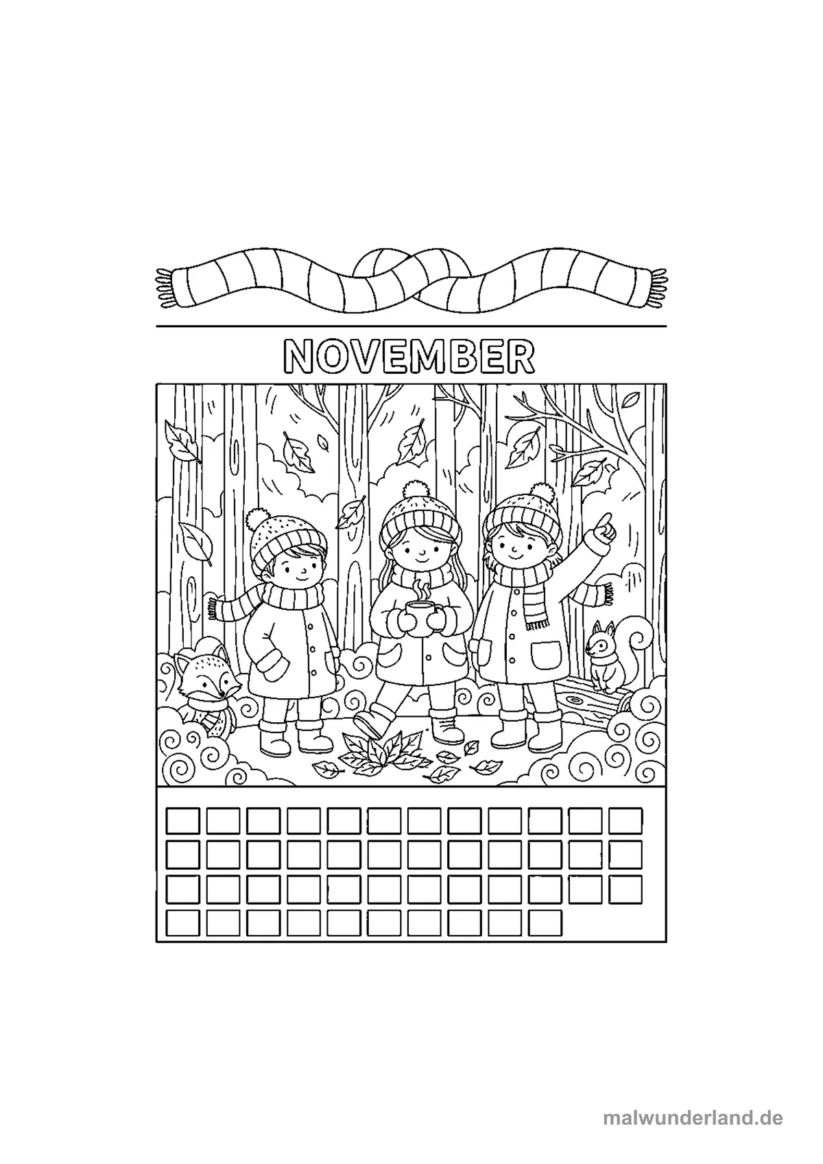 November Kalenderblatt – Druckvorschau auf A4